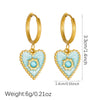 Wholesale Women's Fashionable Blue Heartshaped Goldplated Stainless Steel Earrings