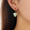 Wholesale Women's Fashionable Blue Heartshaped Goldplated Stainless Steel Earrings