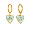 Wholesale Women's Fashionable Blue Heartshaped Goldplated Stainless Steel Earrings