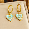 Wholesale Women's Fashionable Blue Heartshaped Goldplated Stainless Steel Earrings