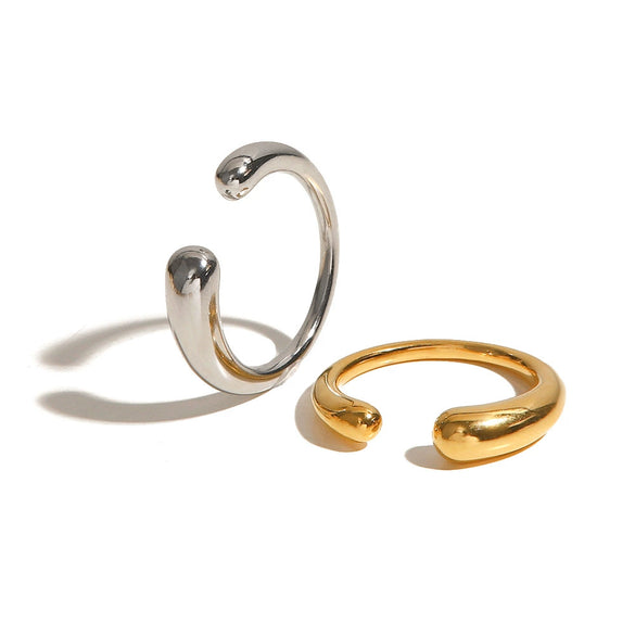 Wholesale Women's Fashionable Cold Style Titanium Steel Oval Open Ring With Geometric Pattern And Electroplating