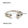 Wholesale Women's Fashionable Cold Style Titanium Steel Oval Open Ring With Geometric Pattern And Electroplating
