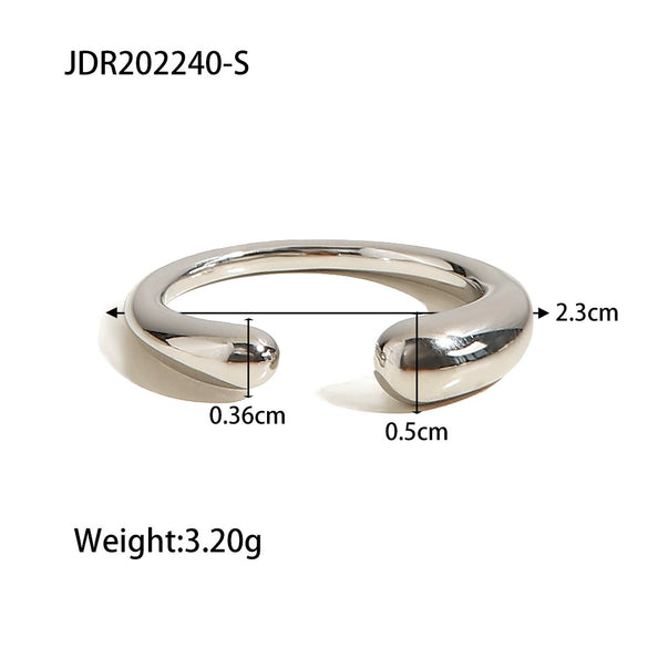 Wholesale Women's Fashionable Cold Style Titanium Steel Oval Open Ring With Geometric Pattern And Electroplating