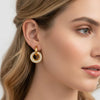 Wholesale Women's Fashionable Elegant Diamondstudded Heartshaped Geometric Stainless Steel 18K Gold Vacuum Real Gold Plated Earrings