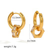 Wholesale Women's Fashionable Elegant Diamondstudded Heartshaped Geometric Stainless Steel 18K Gold Vacuum Real Gold Plated Earrings