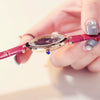 Wholesale Women's Fashionable Elegant Rhinestone Quartz Watch With Genuine Leather Strap And Alloy Case