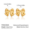Wholesale Women's Fashionable Exquisite Gold Bow Tie Pleated Earrings Stainless Steel Pvd Furnace Vacuum Real Gold Plated