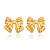 Wholesale Women's Fashionable Exquisite Gold Bow Tie Pleated Earrings Stainless Steel Pvd Furnace Vacuum Real Gold Plated