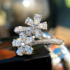 Wholesale Women's Fashionable Flower Ring Copper Simulated Zircon Water Drop Pearshaped Open Ring