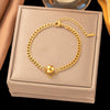 Wholesale Women's Fashionable Geometric Ball Titanium Steel Electroplated Jewelry Set With Twist Chain Necklace And Bracelet