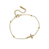 Wholesale Women's Fashionable Geometric Cross Stainless Steel Bracelet With 18K Gold Vacuum Plating And Diamond Encrustment