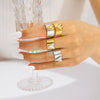 Wholesale Women's Fashionable Geometric Heartshaped Stainless Steel 18K Goldplated Ring