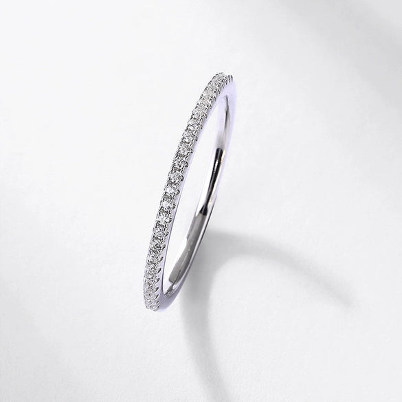 Wholesale Women's Fashionable Geometric Moissanite Silver Ring With Diamond Microinlaid