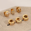 Wholesale Women's Fashionable Geometric Stainless Steel Earrings With Vacuum Real Gold Plating Cshaped Zirconia Ear Clips