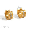 Wholesale Women's Fashionable Geometric Stainless Steel Earrings With Vacuum Real Gold Plating Cshaped Zirconia Ear Clips