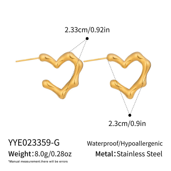 Wholesale Women's Fashionable Heartshaped Titanium Steel And Stainless Steel Earrings With Vacuum Real Gold Plating In Pvd Furnace