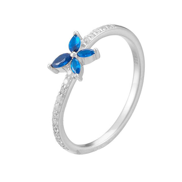Wholesale Women's Fashionable Light Luxury Style Diamond Butterfly Sterling Silver Ring