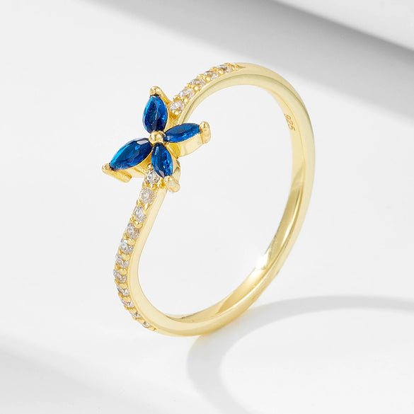 Wholesale Women's Fashionable Light Luxury Style Diamond Butterfly Sterling Silver Ring