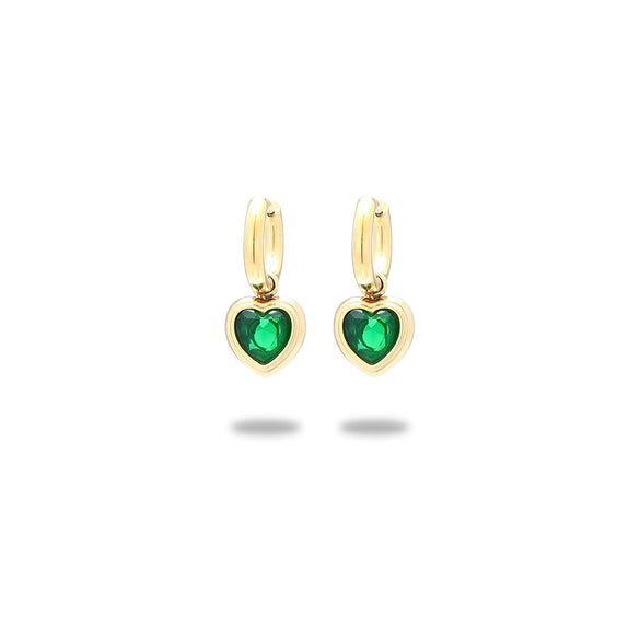 Wholesale Women's Fashionable Light Luxury Titanium Steel Earrings With Heart Shape And Inlaid Colored Diamond Electroplated