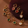 Wholesale Women's Fashionable Light Luxury Titanium Steel Earrings With Heart Shape And Inlaid Colored Diamond Electroplated