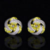 Wholesale Women's Fashionable Mix And Match Colorful Zircon Earrings Copper Geometric Flower Style With Diamond Treatment