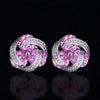 Wholesale Women's Fashionable Mix And Match Colorful Zircon Earrings Copper Geometric Flower Style With Diamond Treatment