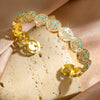 Wholesale Women's Fashionable Open Bracelet With Smiling Face Micro Inlaid Zircon Geometric Style Made Of Copper