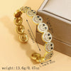Wholesale Women's Fashionable Open Bracelet With Smiling Face Micro Inlaid Zircon Geometric Style Made Of Copper