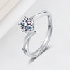 Wholesale Women's Fashionable S925 Sterling Silver Geometric Open Ring With Four Claw Inlaid Diamond And Electroplating Treatment
