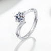 Wholesale Women's Fashionable S925 Sterling Silver Geometric Open Ring With Four Claw Inlaid Diamond And Electroplating Treatment