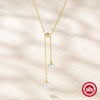 Wholesale Women's Fashionable Simple Classic Pearl Y Shaped Retractable Adjustable Pendant Necklace In 925 Sterling Silver With Geometric Pattern And Electroplating