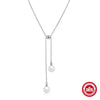 Wholesale Women's Fashionable Simple Classic Pearl Y Shaped Retractable Adjustable Pendant Necklace In 925 Sterling Silver With Geometric Pattern And Electroplating