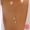 Wholesale Women's Fashionable Simple Classic Pearl Y Shaped Retractable Adjustable Pendant Necklace In 925 Sterling Silver With Geometric Pattern And Electroplating