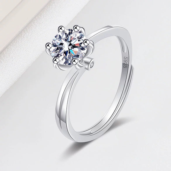 Wholesale Women's Fashionable Simple Open Ring S925 Sterling Silver Geometric Eight Hearts And Eight Arrows Diamond Inlay Electroplating