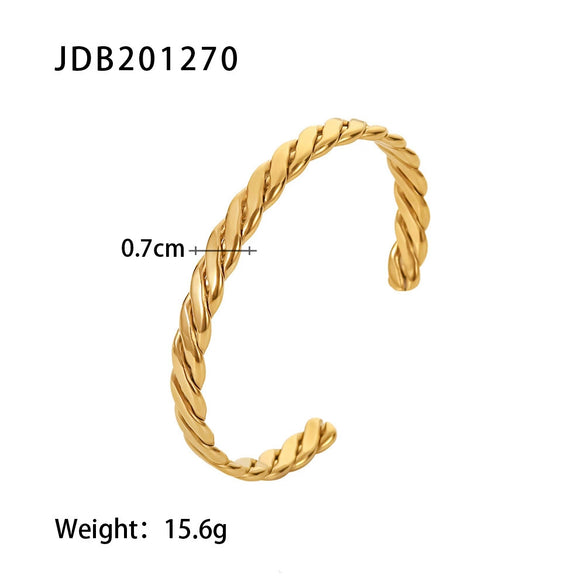 Wholesale Women's Fashionable Simple Titanium Stainless Steel Vacuum Plated 18K Gold Coarse Cuban Chain Bracelet With Geometric Pattern
