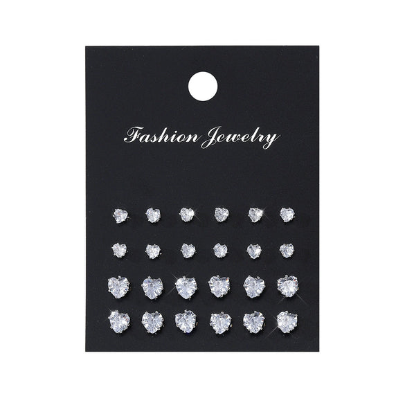 Wholesale Women's Fashionable Simple Versatile Mixed Materials Flower Shaped Earrings Set With Diamonds