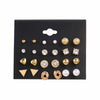 Wholesale Women's Fashionable Simple Versatile Mixed Materials Flower Shaped Earrings Set With Diamonds