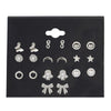 Wholesale Women's Fashionable Simple Versatile Mixed Materials Flower Shaped Earrings Set With Diamonds