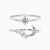 Wholesale Women's Fashionable Star And Moon Combination Brass Ring With Micropaved Zircon And Electroplating