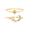 Wholesale Women's Fashionable Star And Moon Combination Brass Ring With Micropaved Zircon And Electroplating