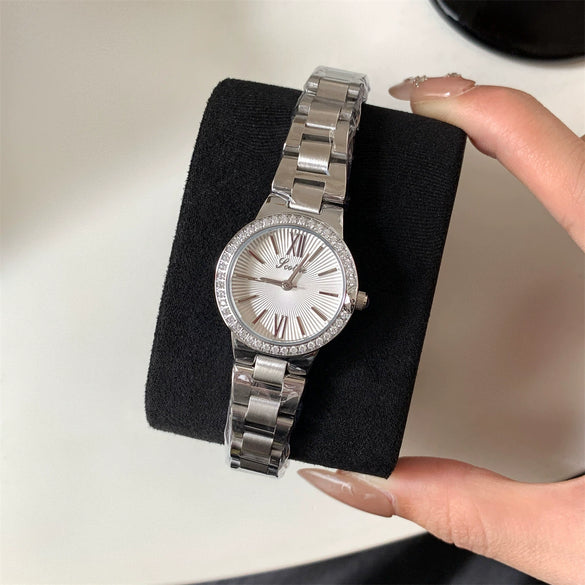 Wholesale Women's Fashionable Stylish Round Dial Diamondencrusted Starry Sky Design Alloy And Stainless Steel Watch