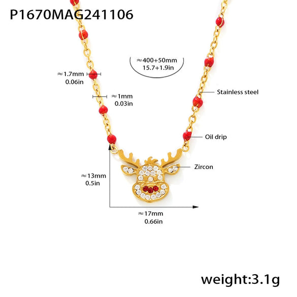 Wholesale Women's Ferris Wheel Plants And Flowers Style Stainless Steel 18K Gold Plated Enamel Glazed Zircon Necklace And Earrings Set