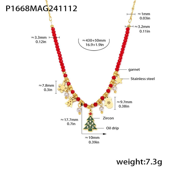 Wholesale Women's Ferris Wheel Plants And Flowers Style Stainless Steel 18K Gold Plated Enamel Glazed Zircon Necklace And Earrings Set