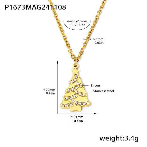 Wholesale Women's Ferris Wheel Plants And Flowers Style Stainless Steel 18K Gold Plated Enamel Glazed Zircon Necklace And Earrings Set