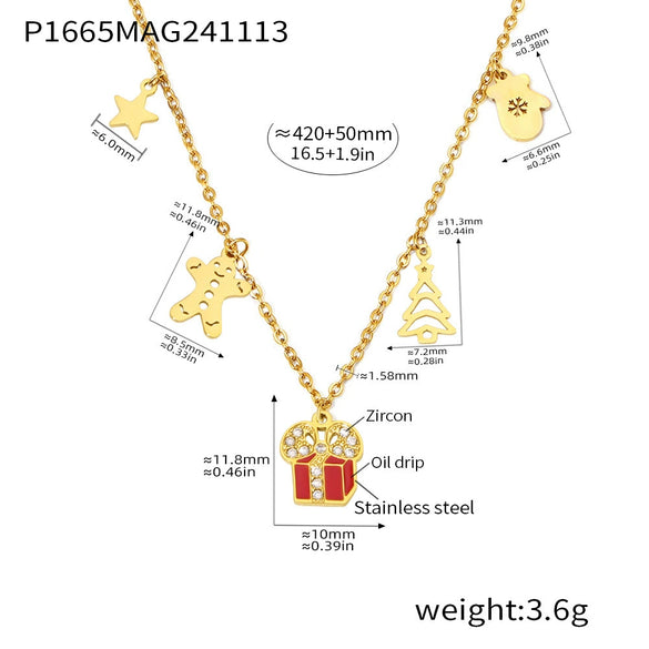 Wholesale Women's Ferris Wheel Plants And Flowers Style Stainless Steel 18K Gold Plated Enamel Glazed Zircon Necklace And Earrings Set