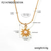 Wholesale Women's Ferris Wheel Sunflower Beads Stainless Steel Clavicle Necklace With Geometric Pattern 18K Gold Electroplated