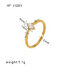 Wholesale Women's Fine Inlaid Zircon White Zirconium Stainless Steel Ring With Geometric The Crown Rhombus Patterns 18K Gold Plated
