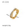 Wholesale Women's Fine Inlaid Zircon White Zirconium Stainless Steel Ring With Geometric The Crown Rhombus Patterns 18K Gold Plated