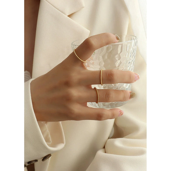 Wholesale Women's Finger Ring 316L Stainless Steel Geometric Style 18K Gold Electroplated