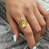 Wholesale Women's Fishboneshaped Open Ring Stainless Steel Real Gold Plated Animal Style Fashion Jewelry